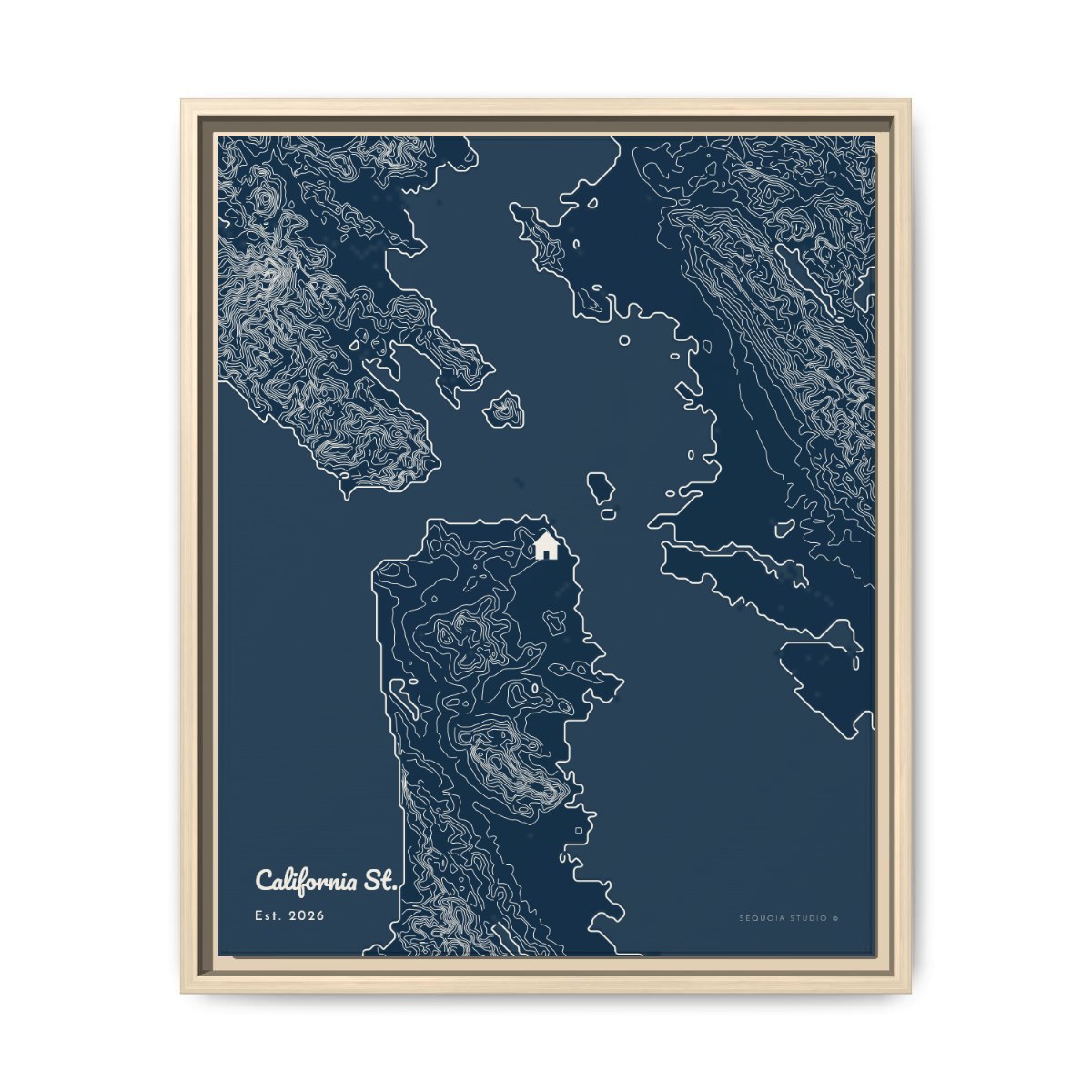 Lake Tahoe custom map art, framed canvas
